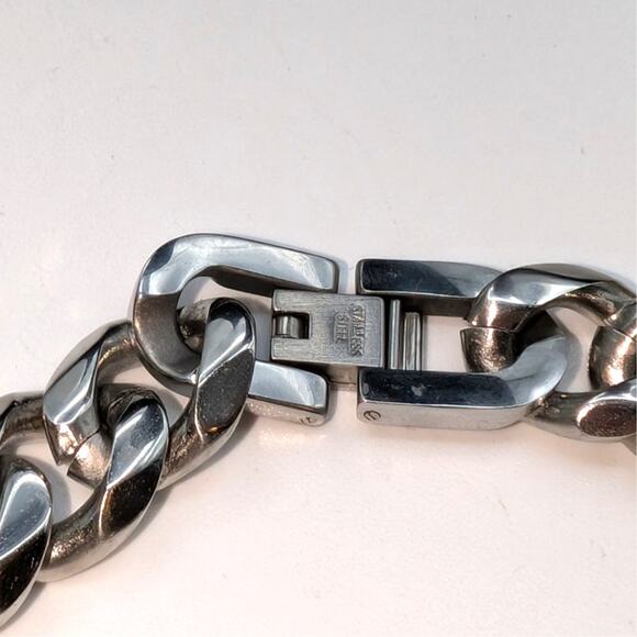Vintage Stainless Steel 1/2" Wide 8.75" Long Curb Link Bracelet - Picture 4 of 6